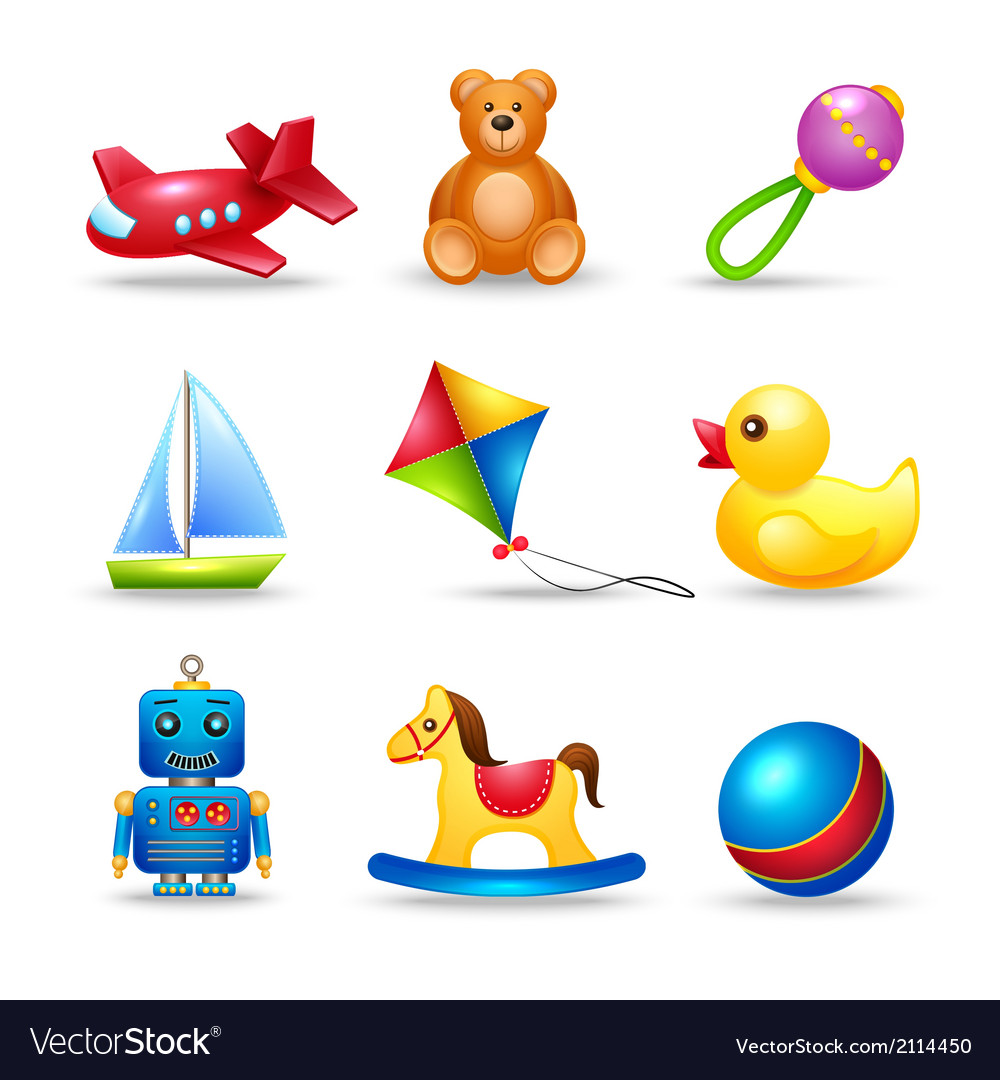 Baby Toys Icons Set Royalty Free Vector Image VectorStock