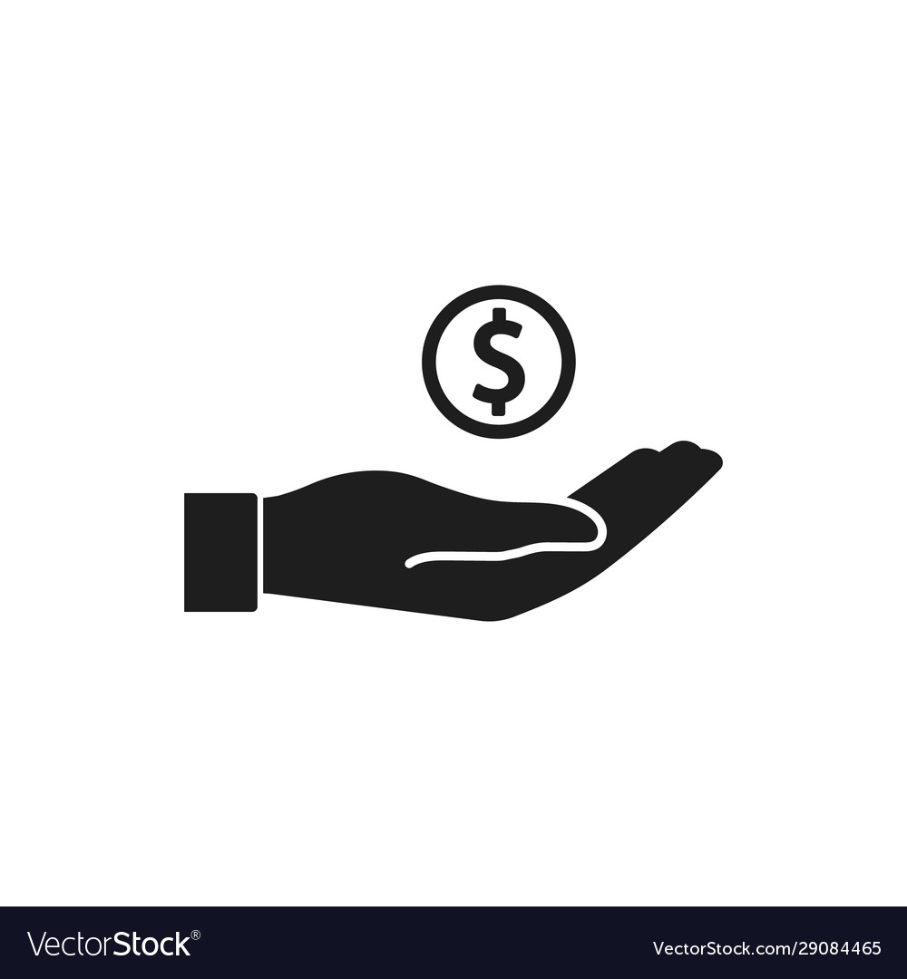 Hand With Coin Icon Flat Royalty Free Vector Image