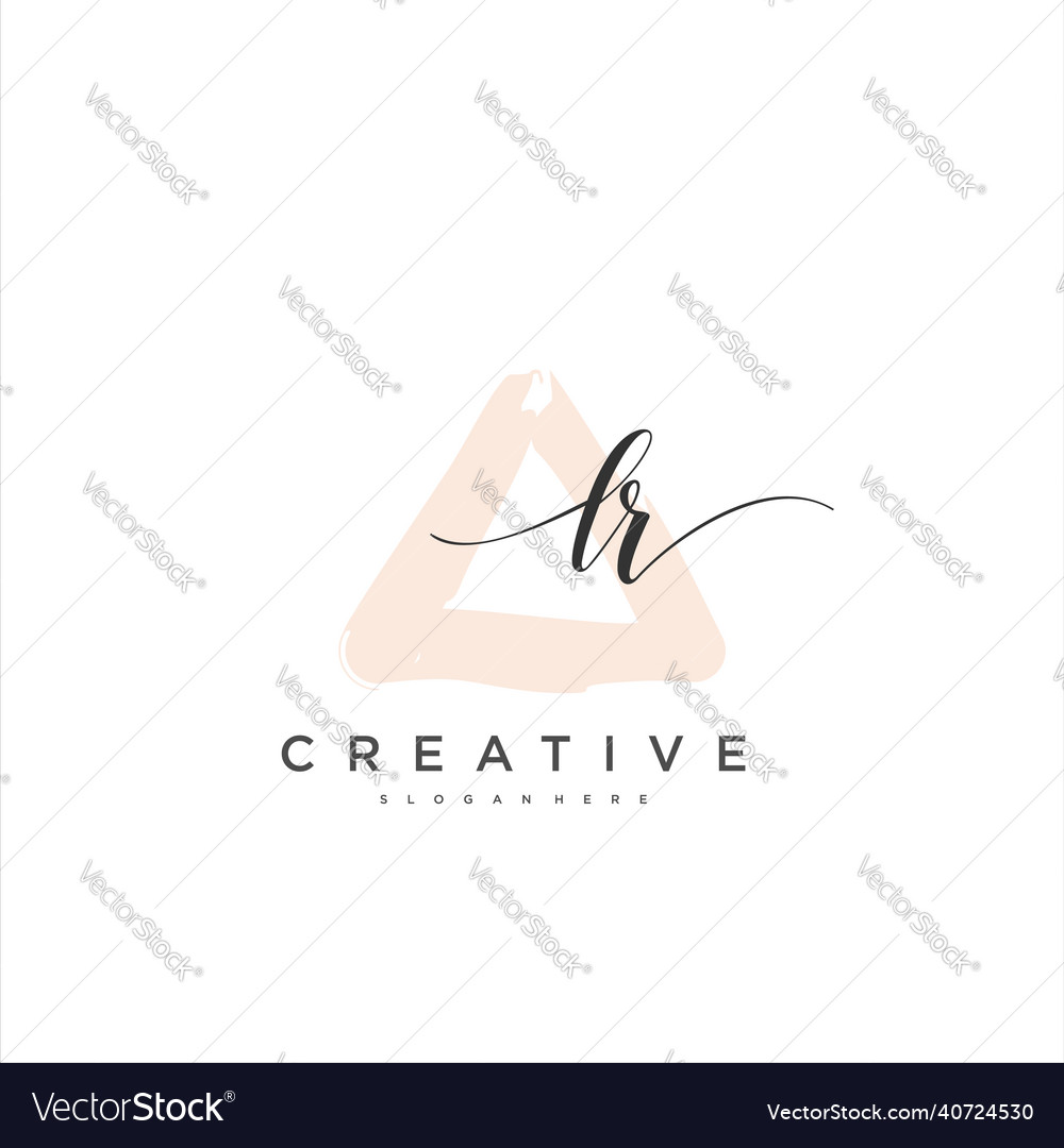 Lr Initial Handwriting Minimalist Geometric Logo Vector Image