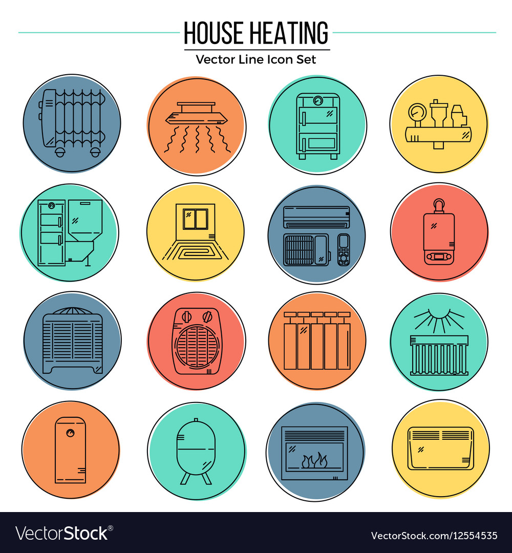 House Heating Icon Set Royalty Free Vector Image