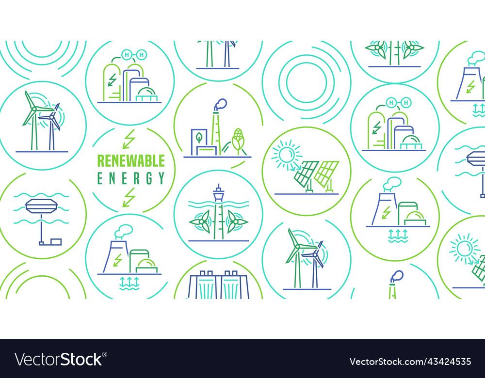 Renewable Energy Landscape Banner Editable Vector Image