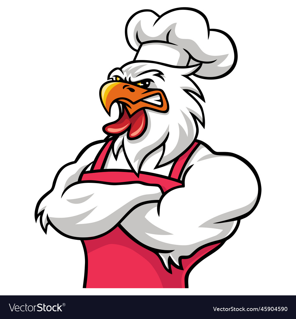 Rooster Chicken Chef Restaurant Mascot Cartoon Vector Image