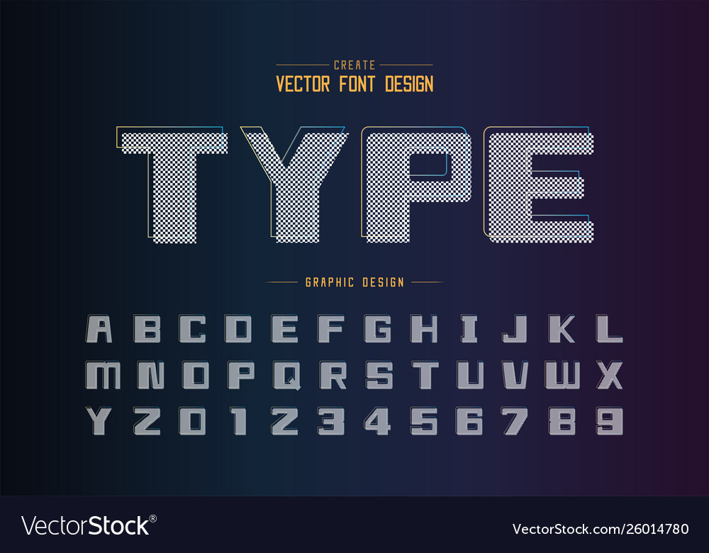 Bold Font And Alphabet Square Typeface Letter Vector Image