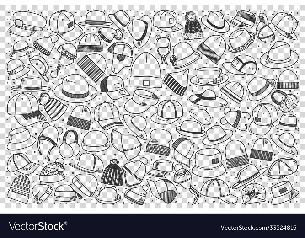 Hats Doodle Set Royalty Free Vector Image Vectorstock