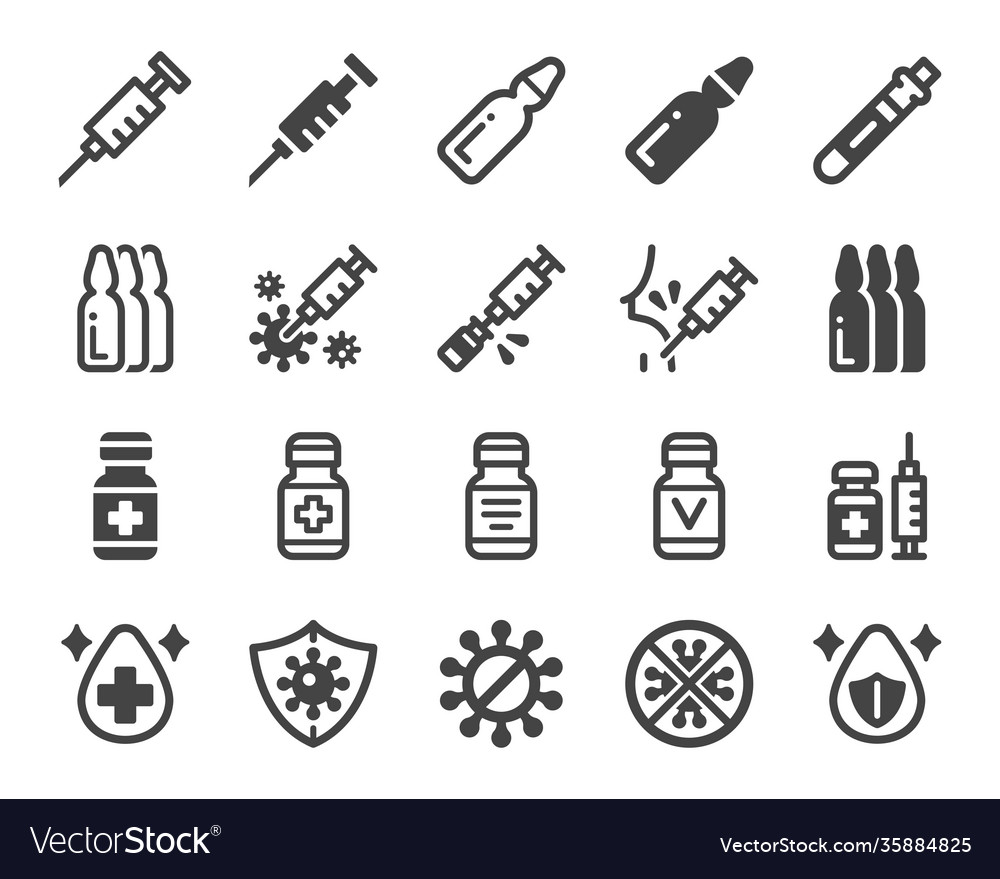 Vaccine Icon Set Royalty Free Vector Image VectorStock