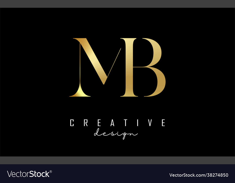 Golden Mb M B Letters Logo Concept With Serif Vector Image