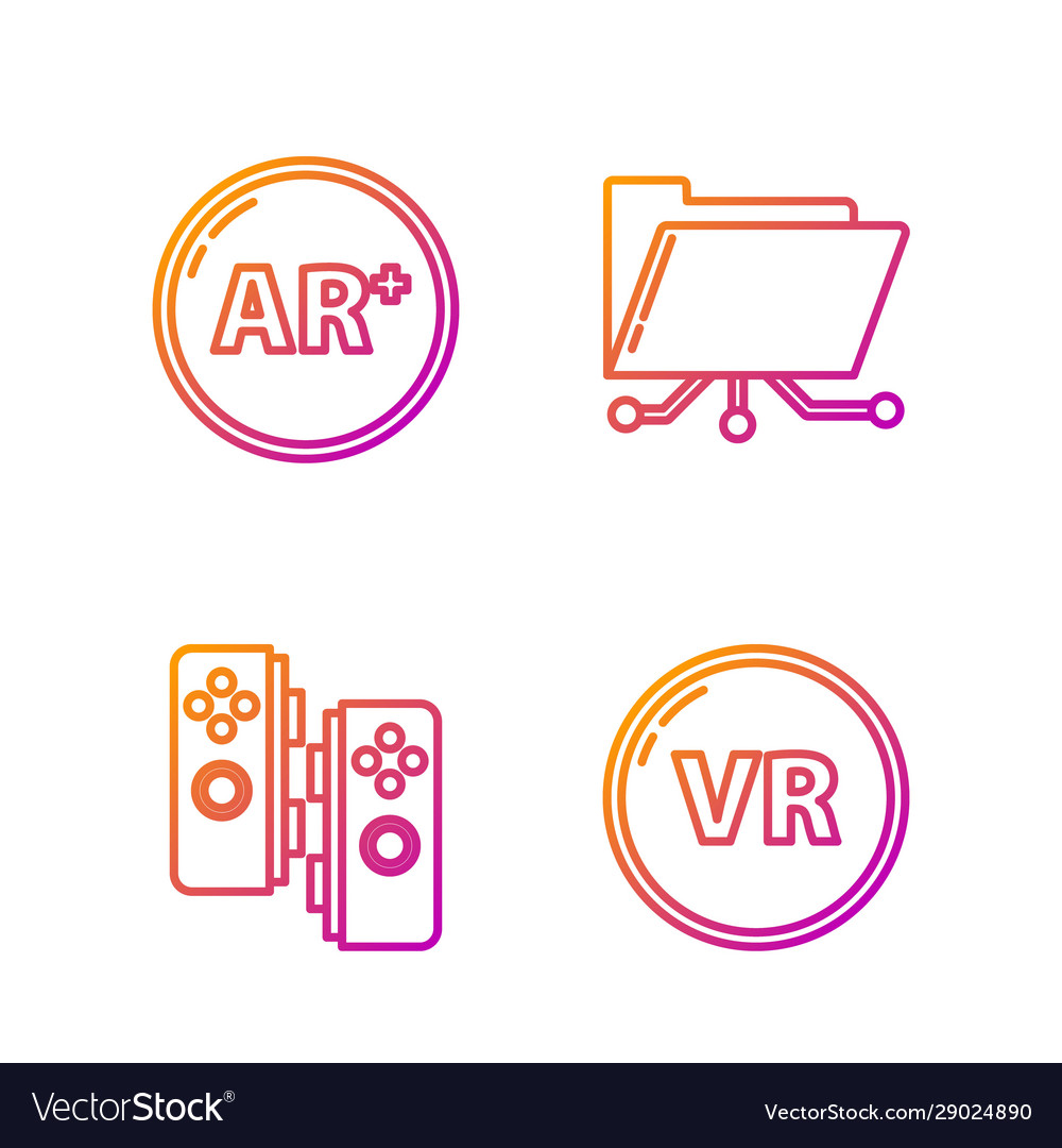 Set Line Virtual Reality Gamepad Ar Augmented Vector Image