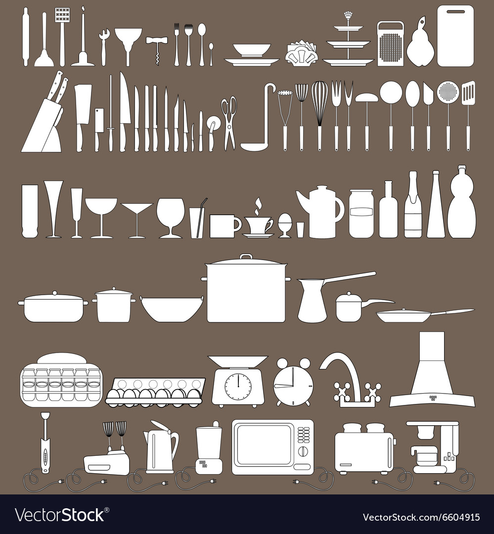 Kitchen Tool Icons Collection Royalty Free Vector Image