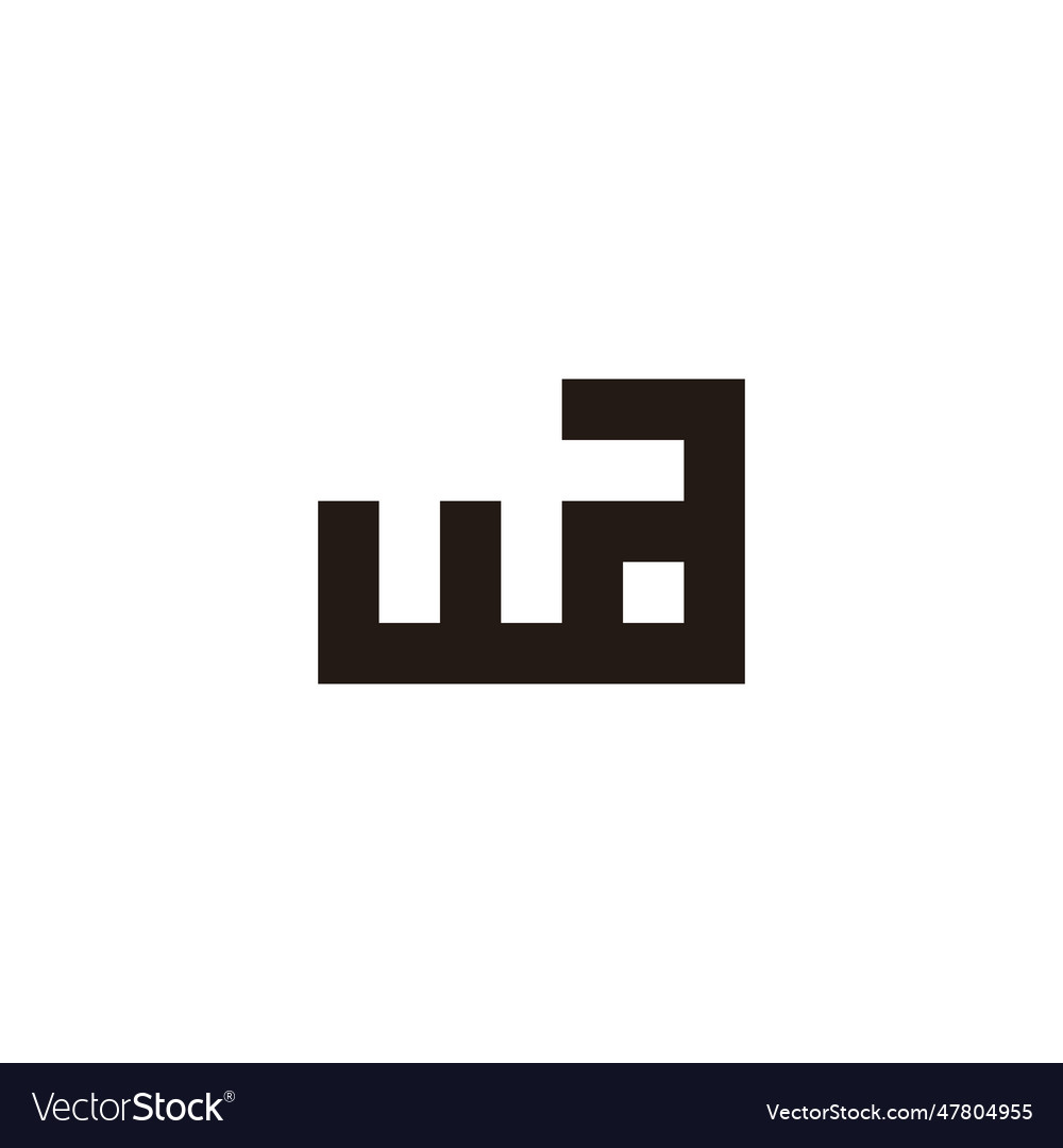 Letter Wa Square Unique Geometric Symbol Simple Vector Image