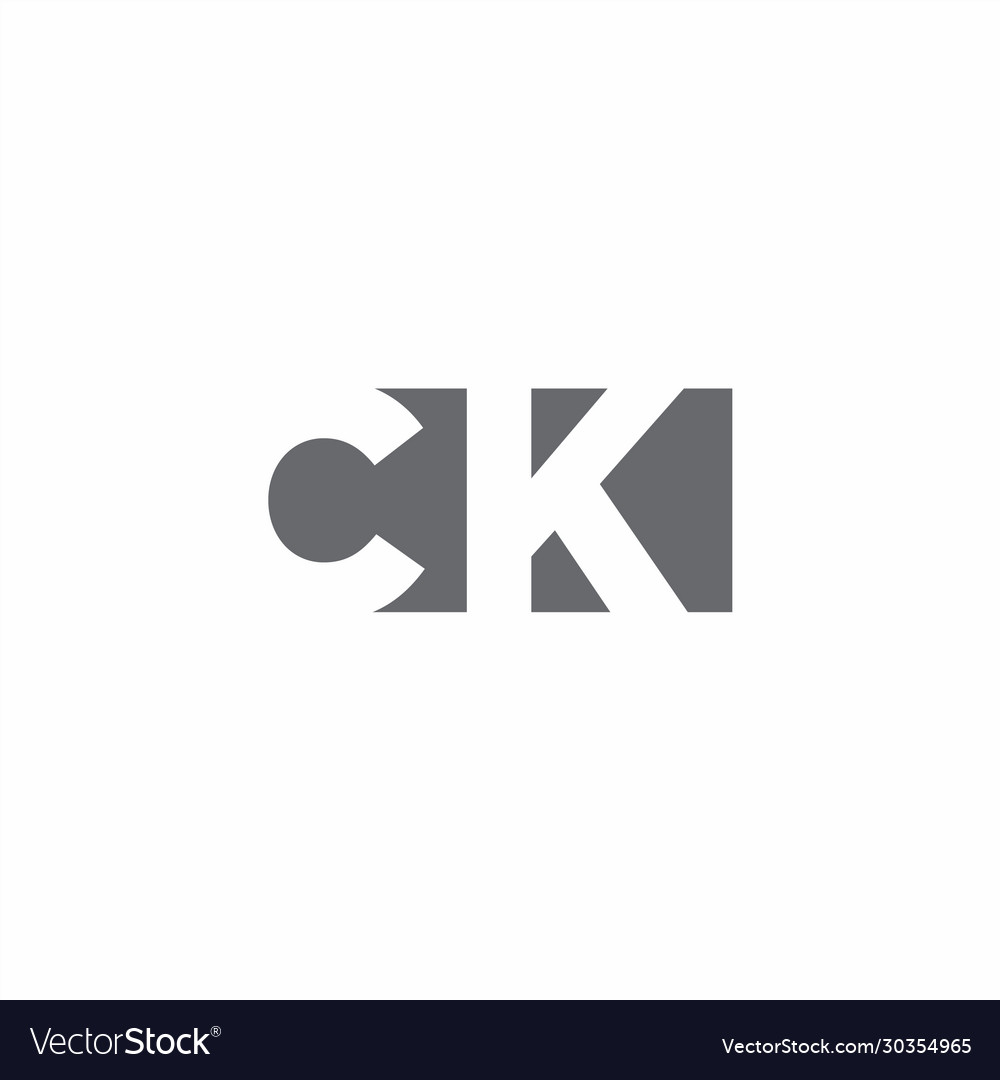 Ck Logo Monogram With Negative Space Style Design Vector Image