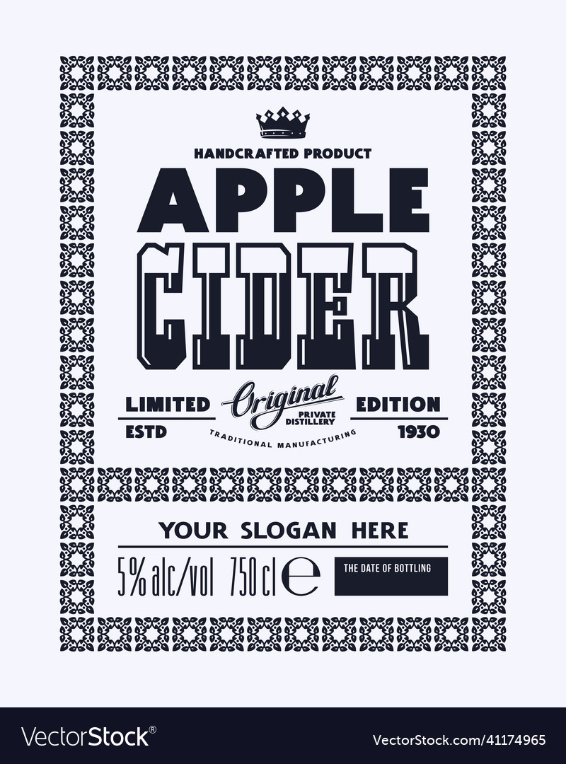 Template Decorative Label For Apple Cider Vector Image