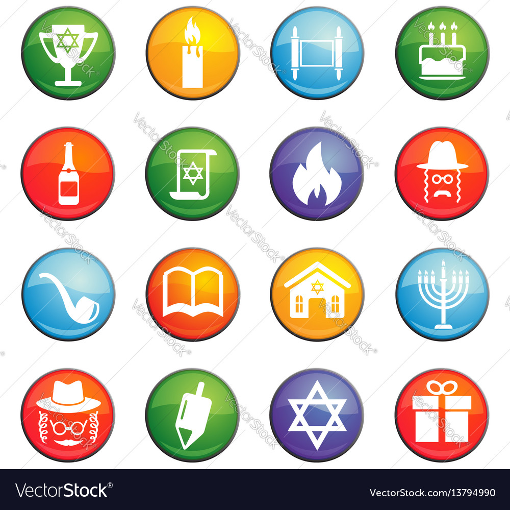 Hanukkah Icon Set Royalty Free Vector Image VectorStock