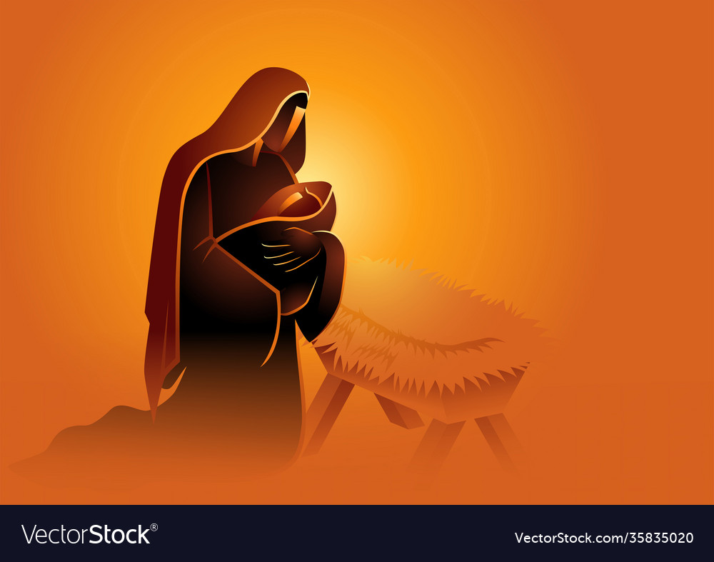 Biblical Series Mary Holding Baby Jesus Royalty Free Vector