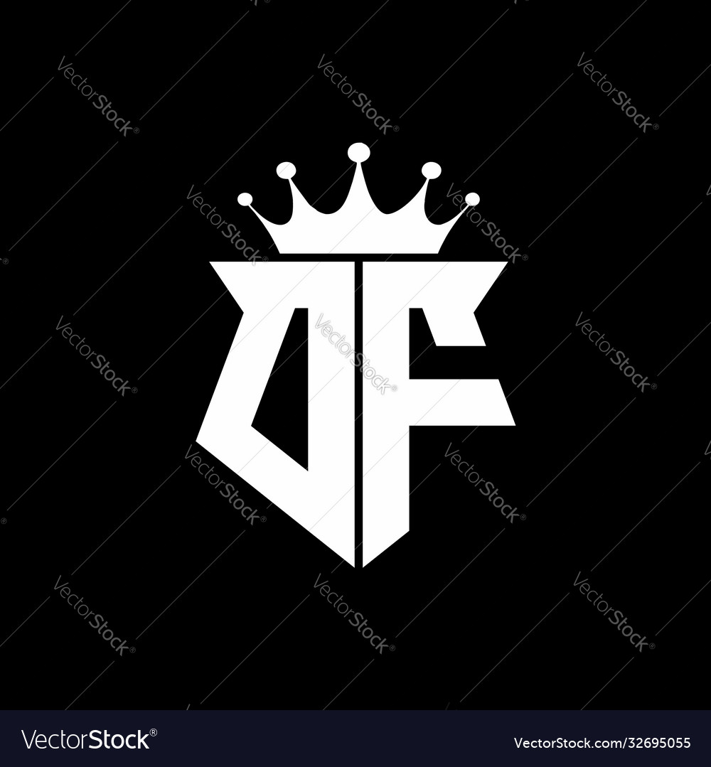 Df Logo Monogram Shield Shape With Crown Design Vector Image