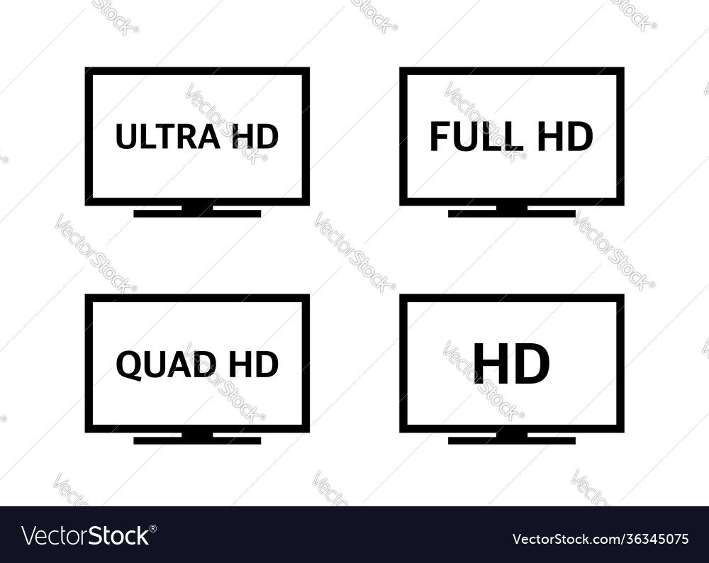 K Uhd Quad Hd Full Hd And Hd Resolution Vector Image