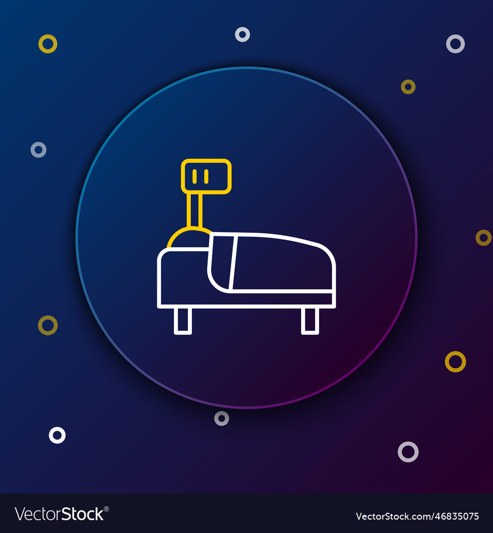 Line Hospital Bed Icon Isolated On Blue Background