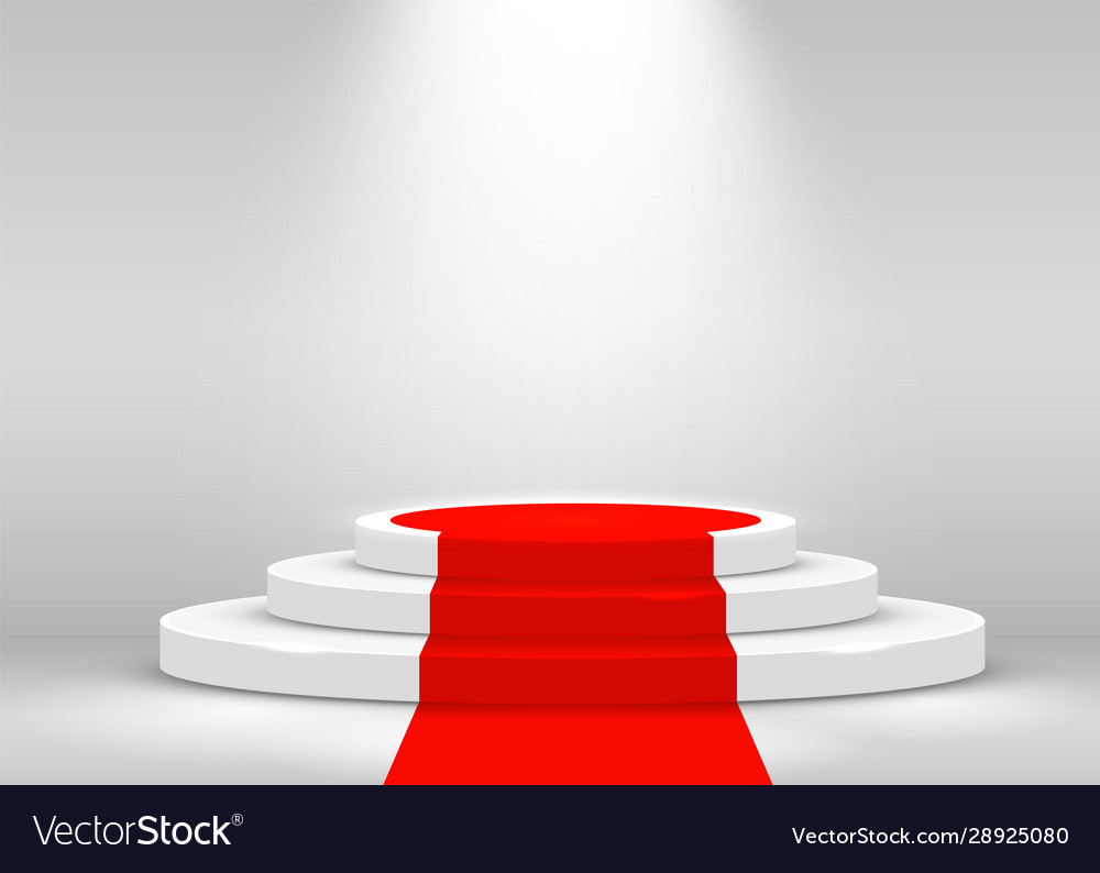 Stage Podium Scene For Award Ceremony Illuminated Vector Image