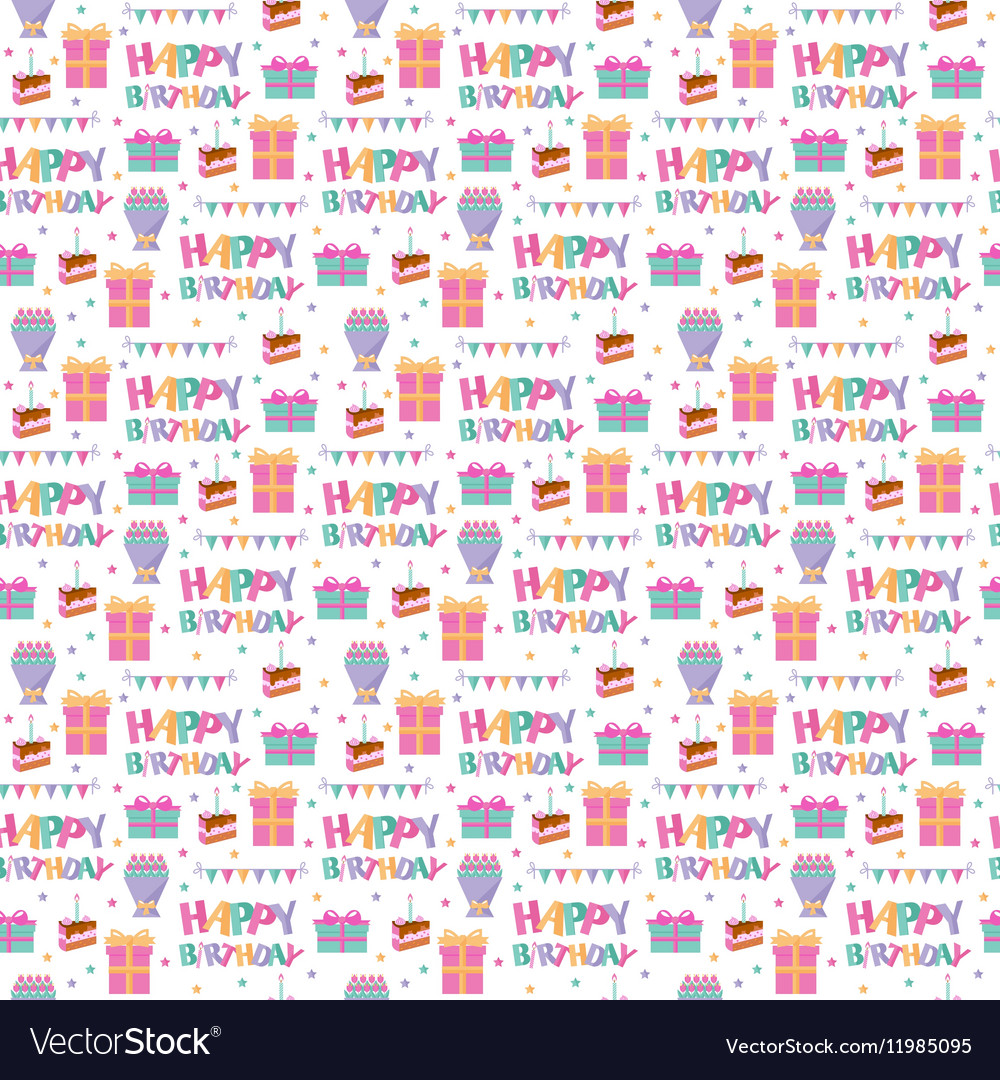 Happy Birthday Seamless Pattern Royalty Free Vector Image