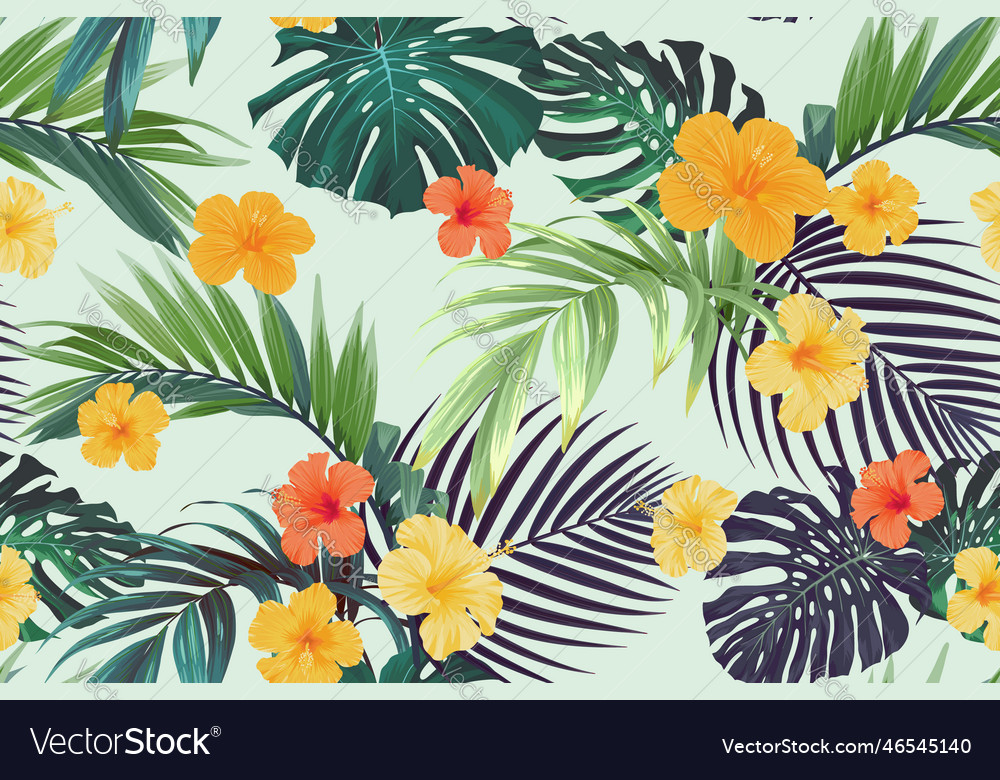 Tropical Pattern With Green Palm Leaves Royalty Free Vector