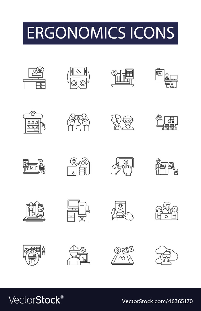 Ergonomics Icons Line And Signs Royalty Free Vector Image