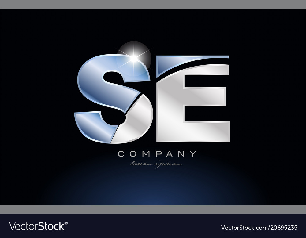 Metal Blue Alphabet Letter Se S E Logo Company Vector Image