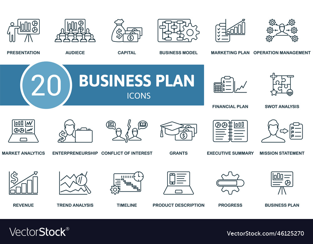 Business Plan Icon Set Line Plan Icon Royalty Free Vector