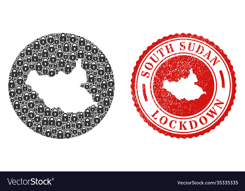 Lockdown Watermark Stamp And Lock Mosaic Stencil Vector Image