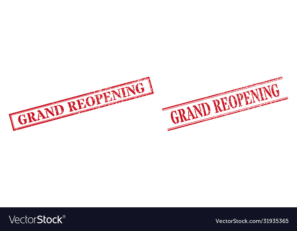 Grand Reopening Textured Scratched Stamp Seals Vector Image