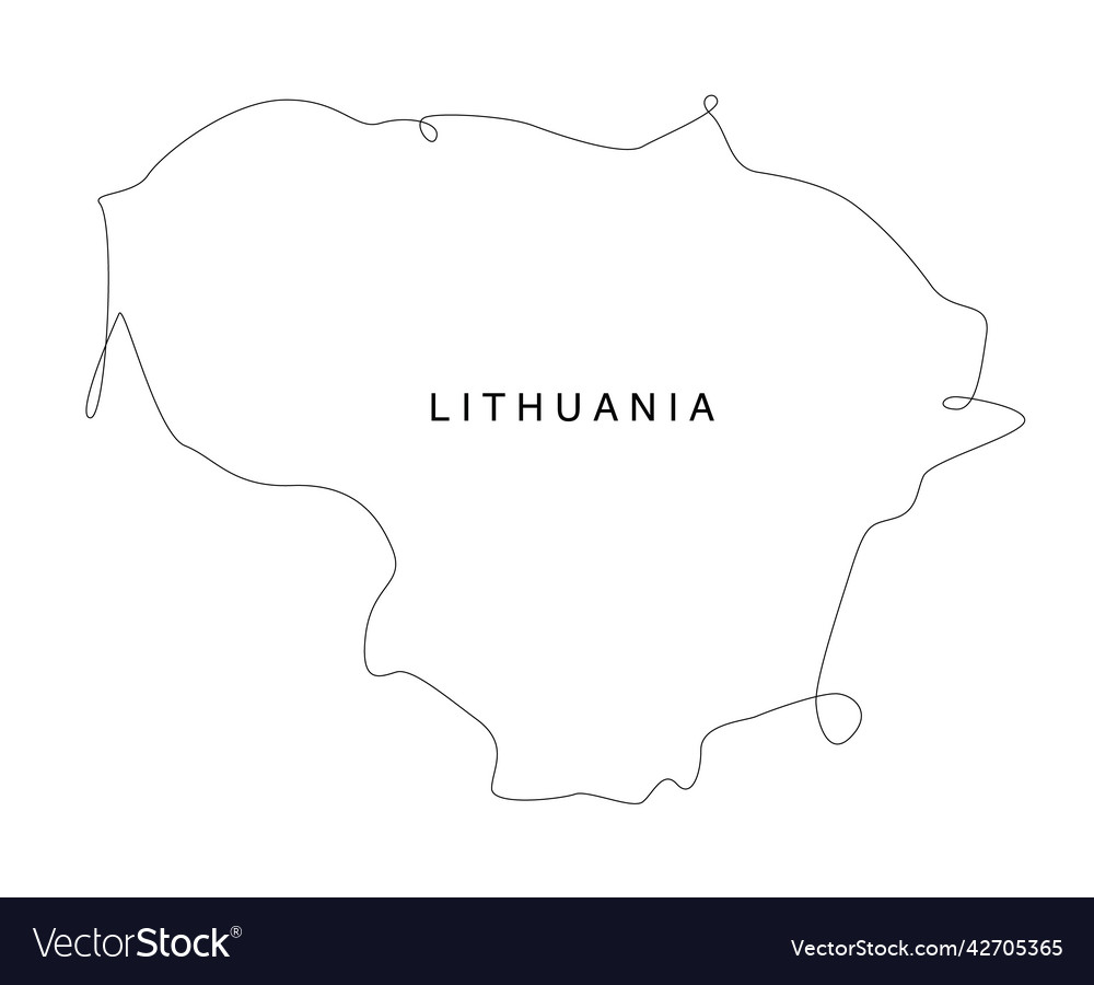 Line Art Lithuania Map Continuous Europe Vector Image