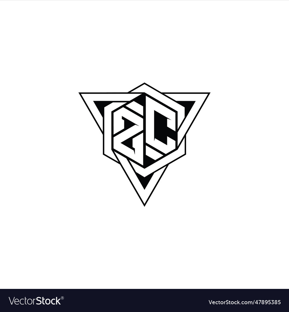 Zc Letter Logo Monogram Hexagon Shape Royalty Free Vector