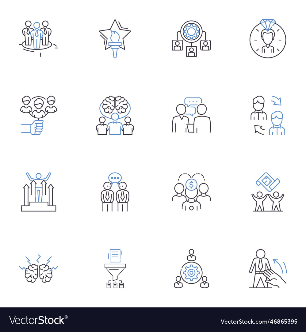 Assistants Line Icons Collection Help Support Vector Image