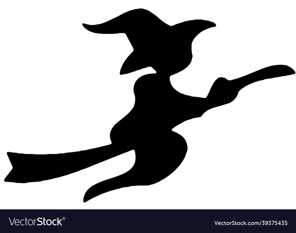 Flying Witch On Broomstick Silhouette Royalty Free Vector