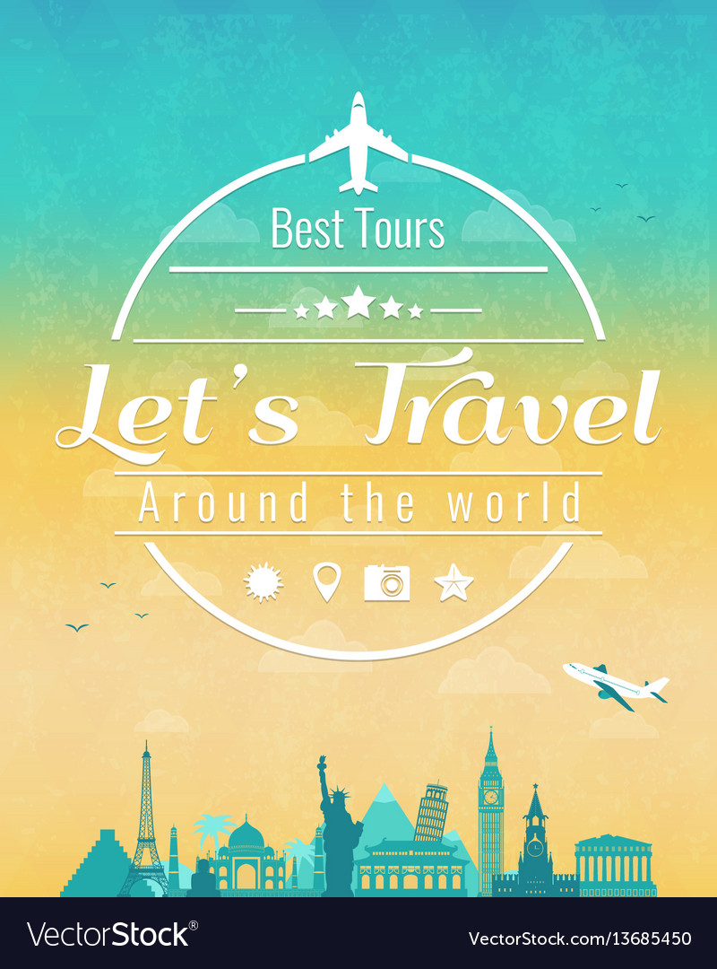 Travel Composition With Famous World Landmarks And