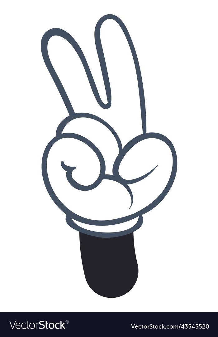 White Glove Comic Hand Showing Two Fingers Vector Image