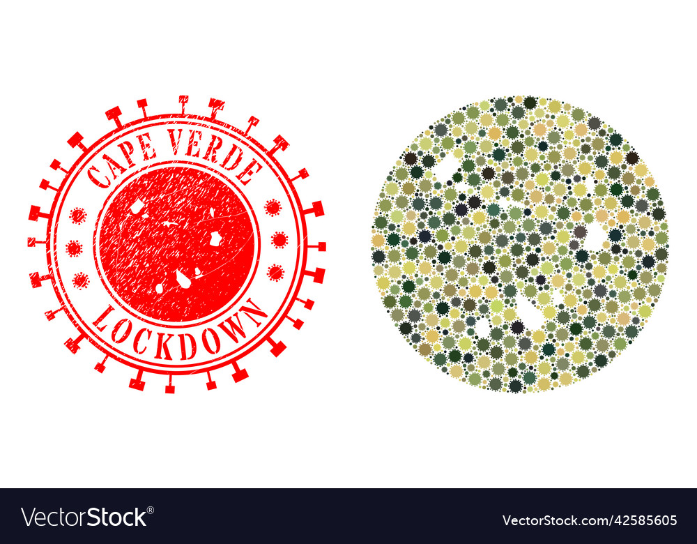 Lockdown Grunge Badge And Virus Mosaic Inverted Vector Image