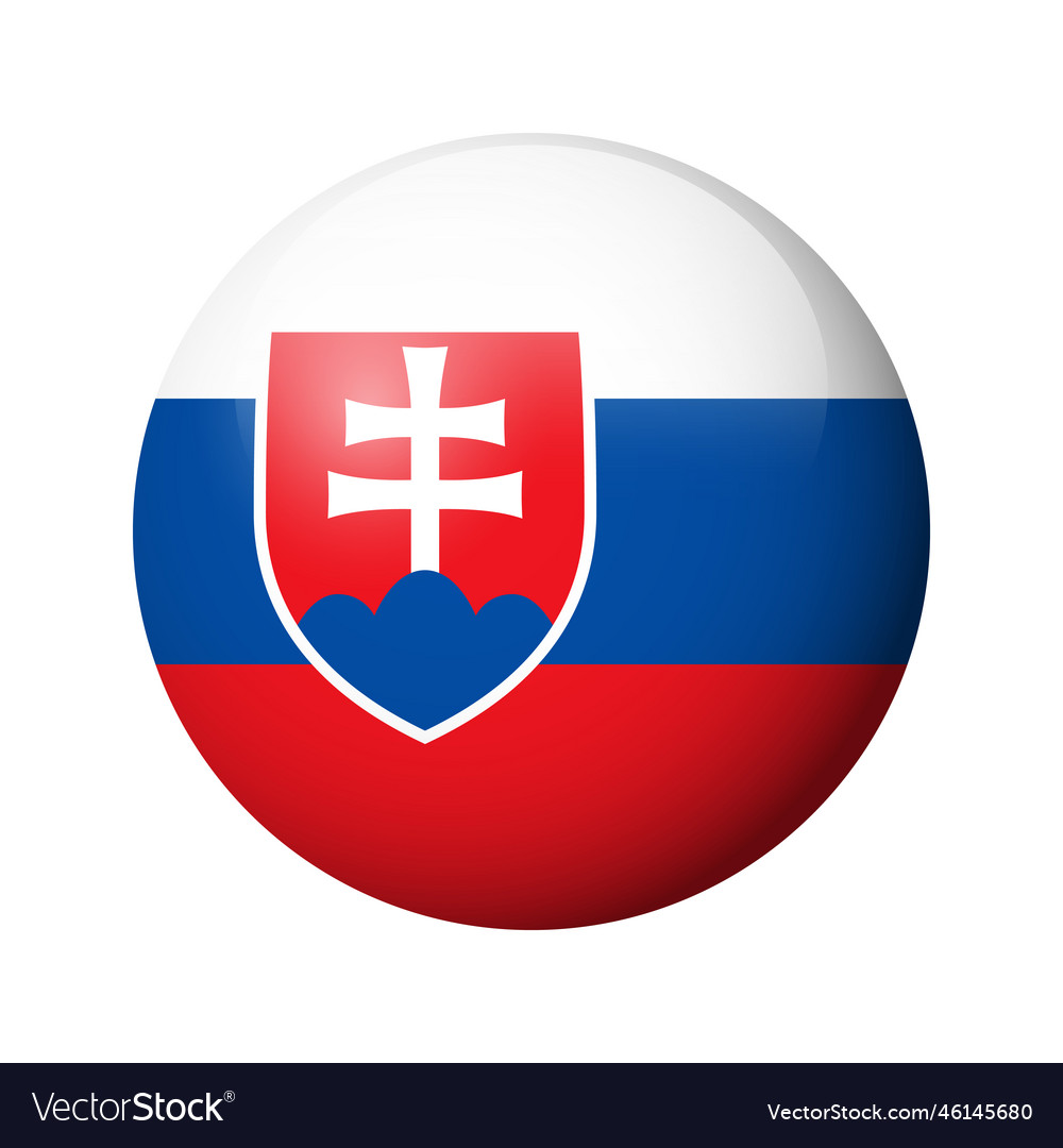 Glossy Circle Badge Flag Of Slovakia Royalty Free Vector