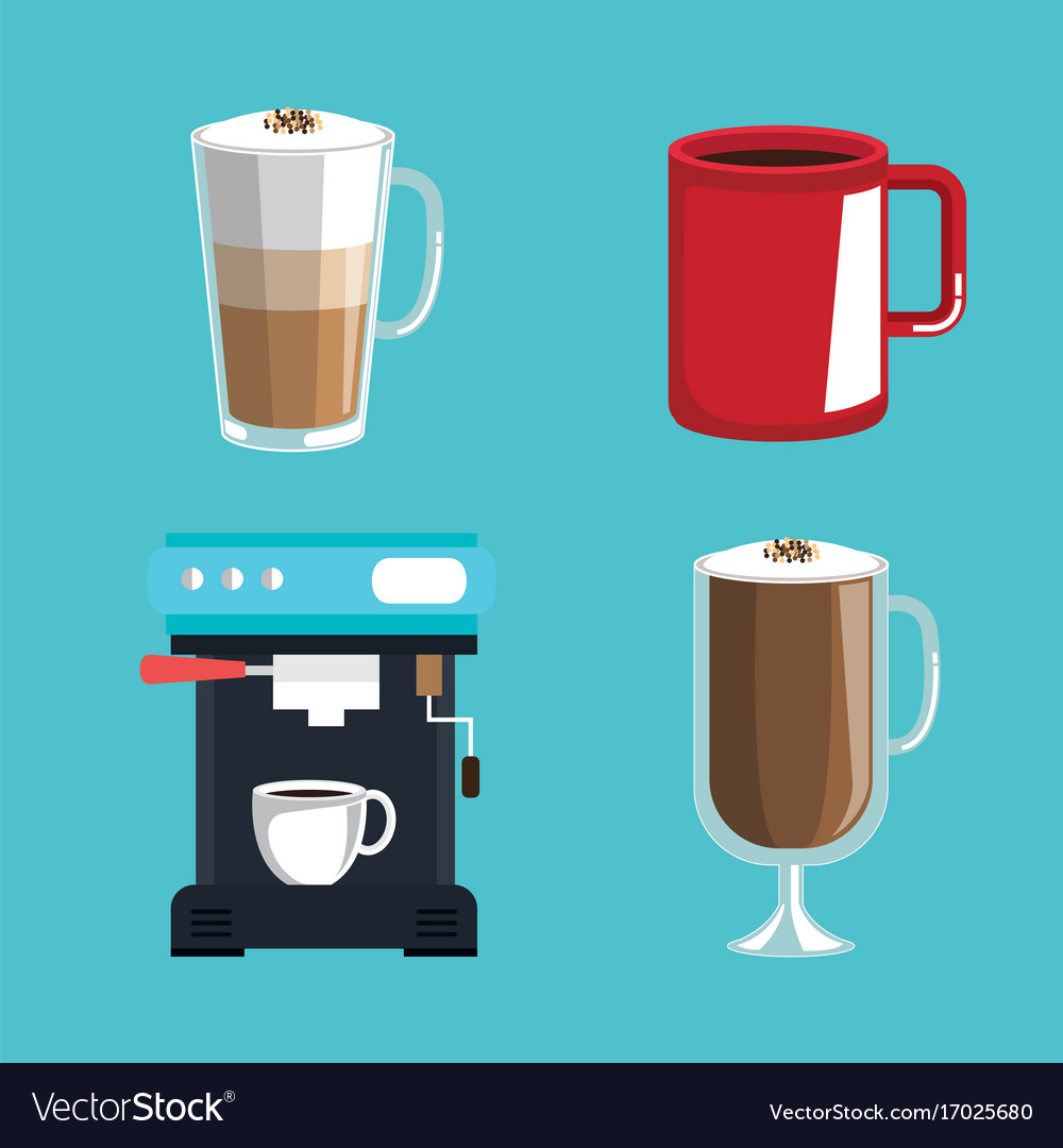 Set Of Coffee Elements And Accessories Concept Vector Image