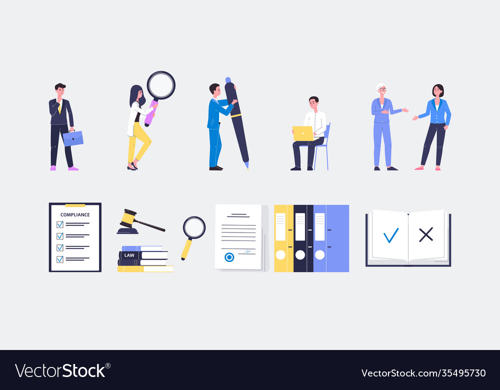 Regulatory Compliance Icons A Flat Royalty Free Vector Image