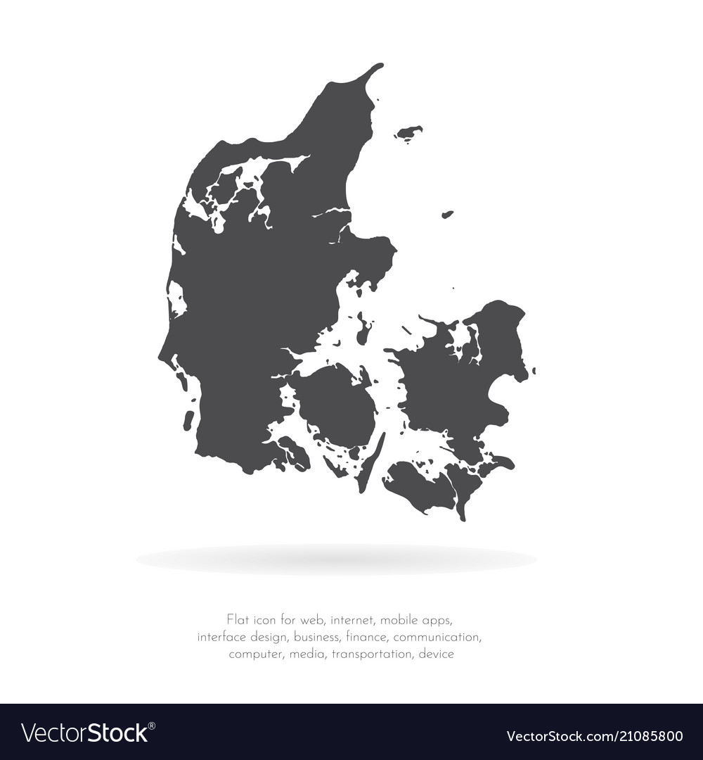 Map Denmark Isolated Black Royalty Free Vector Image