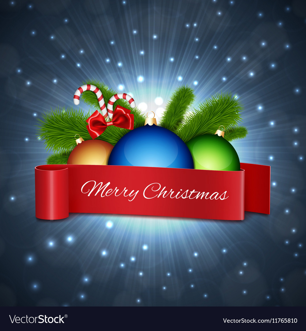 Christmas Ball With Red Ribbon Royalty Free Vector Image