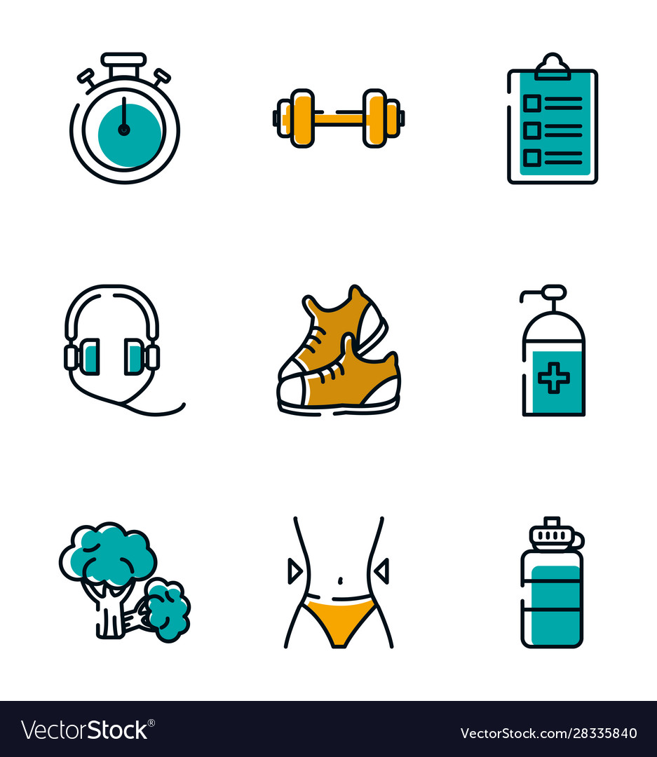 Isolated Healthy Lifestyle Icon Set Design Vector Image