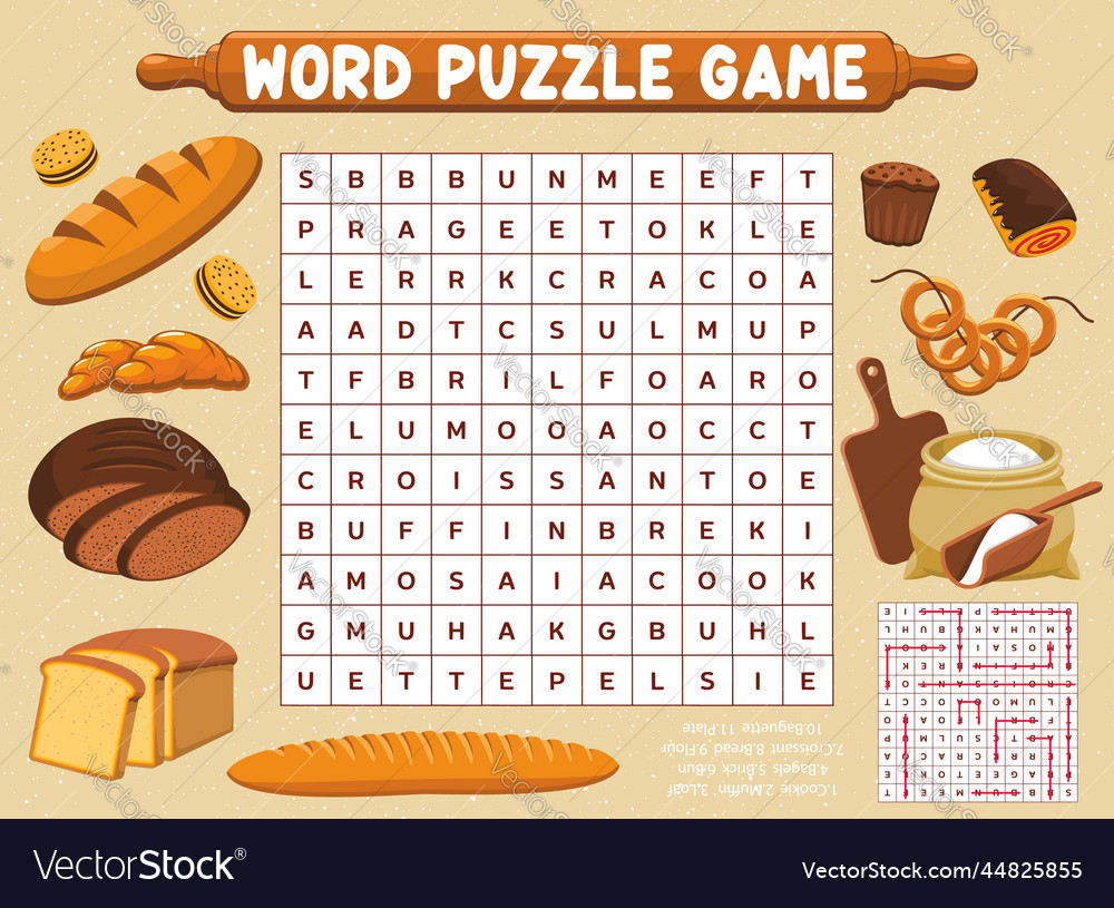 Flour Bread And Bakery Word Search Puzzle Game Stock Vector Nbkomputer