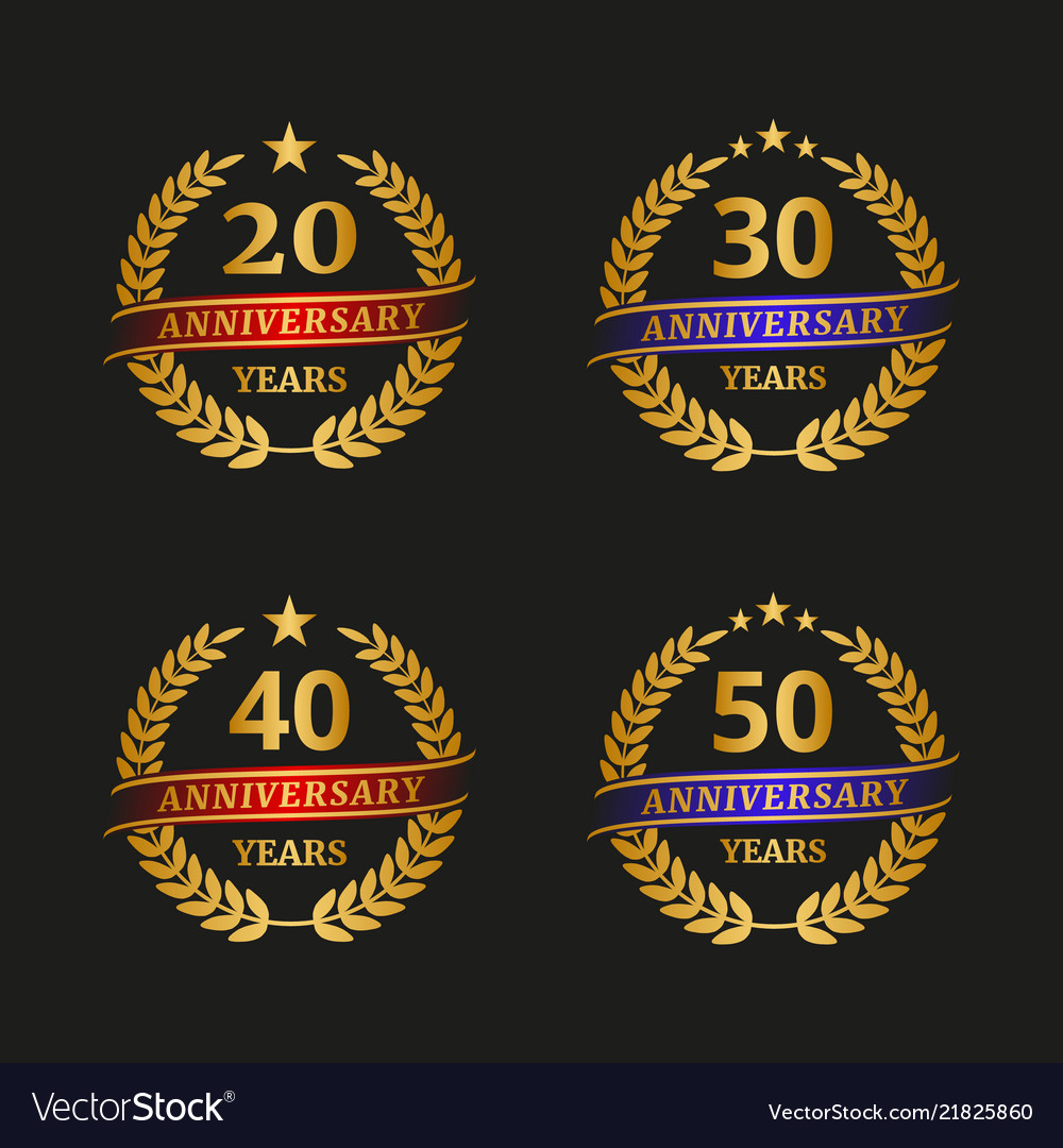 Anniversary Golden Laurel Wreath Set Royalty Free Vector