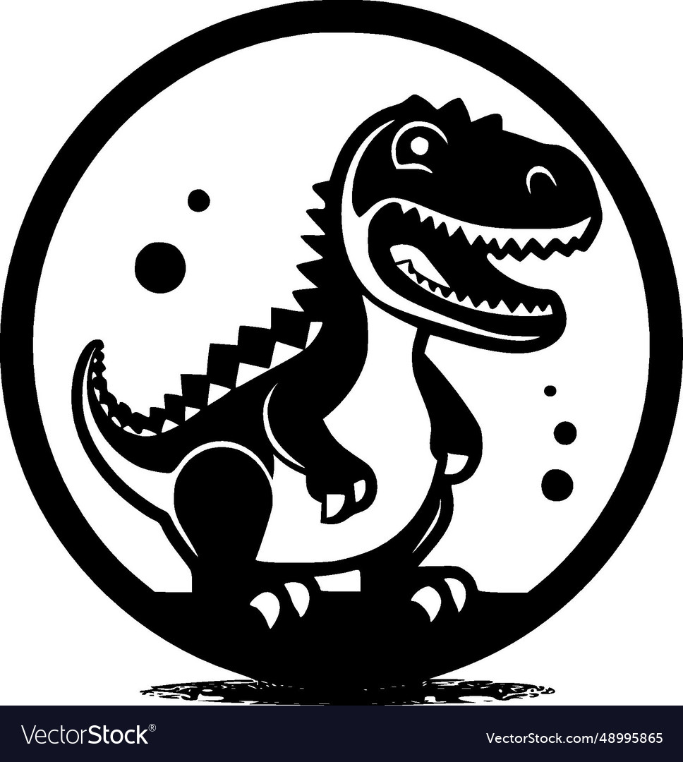 Dino Black And White Royalty Free Vector Image