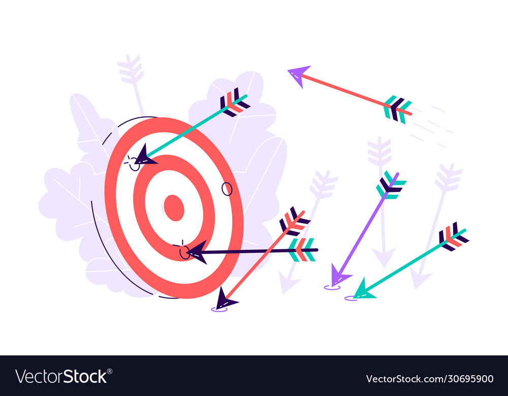 Many Arrows Missed Hitting Target Mark Royalty Free Vector