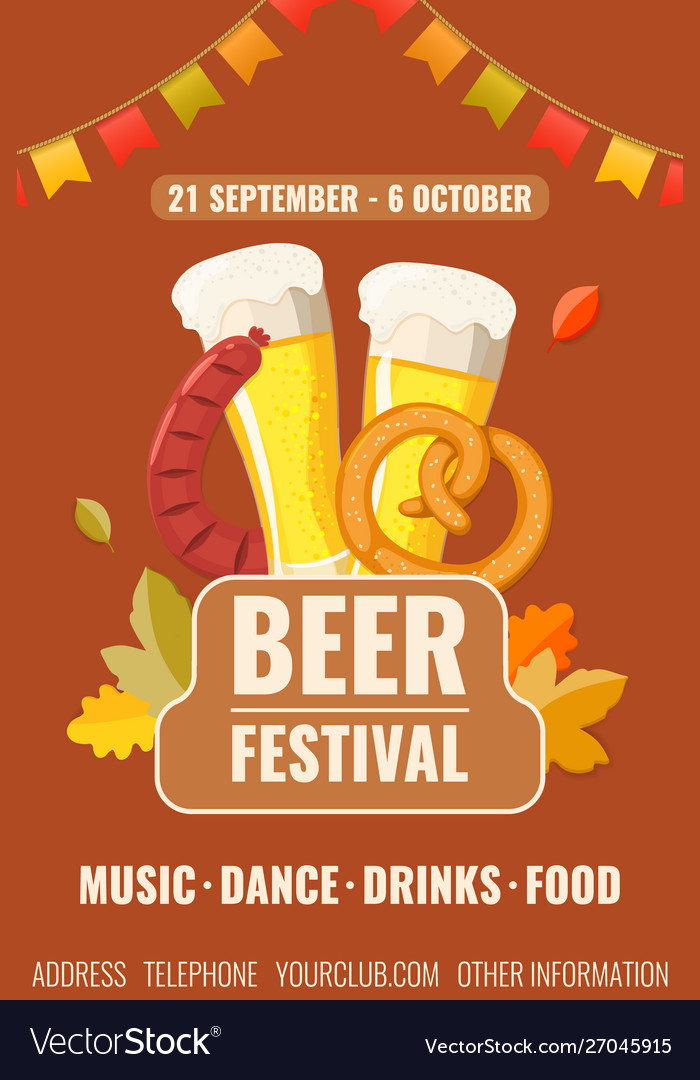 Oktoberfest Promotion Poster For Beer Festival Vector Image