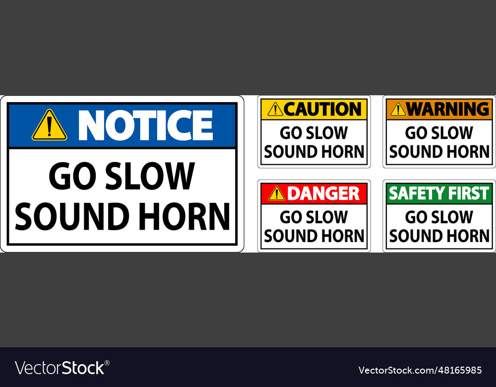 Caution Sign Go Slow Sound Horn Sign Royalty Free Vector