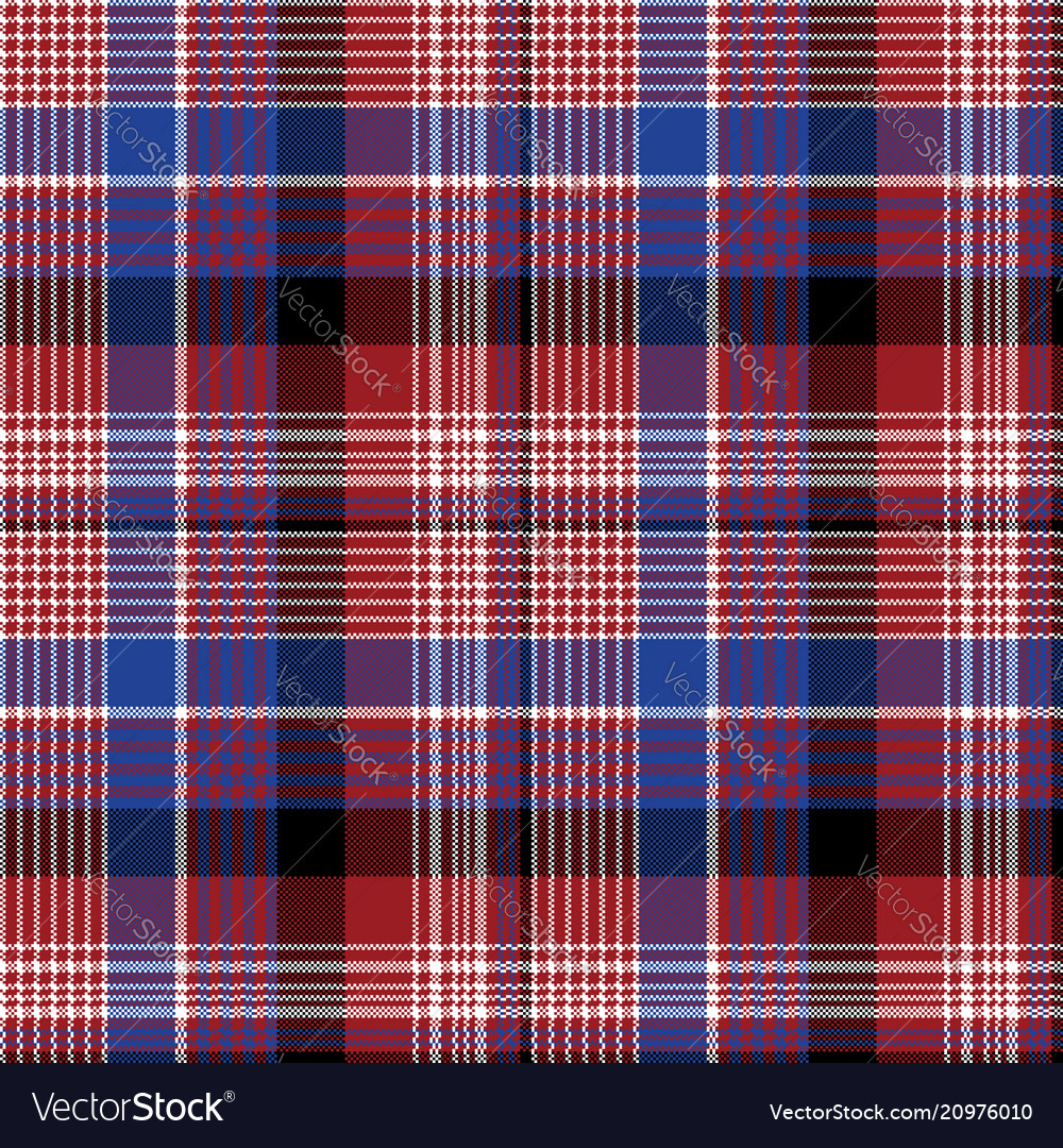 Red Blue Pixel Check Seamless Pattern Royalty Free Vector