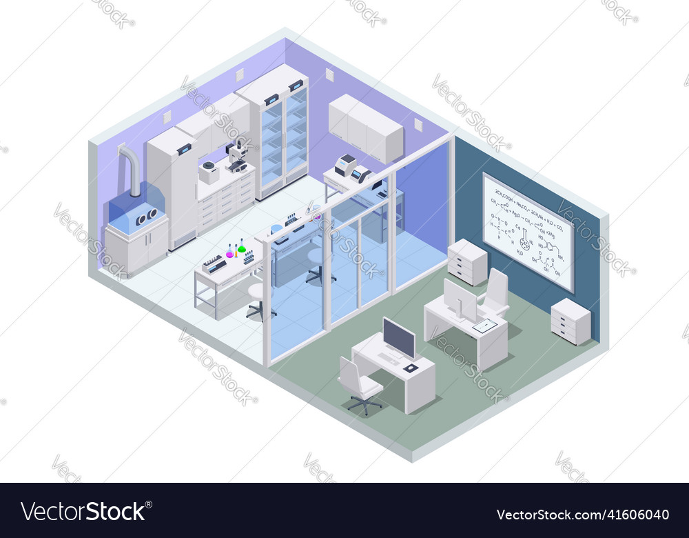 Isometric Chemical Laboratory Concept Laboratory Vector Image