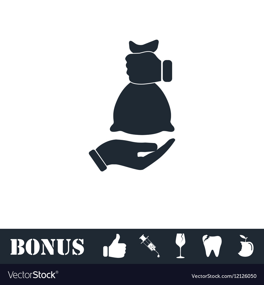 Hand Giving Money Bag To Another Icon Flat Vector Image